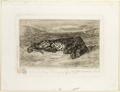 Tigre Descansando en el Desierto de Eugène Delacroix