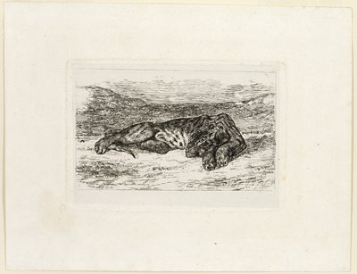 Tigre descansando en el desierto de Eugène Delacroix
