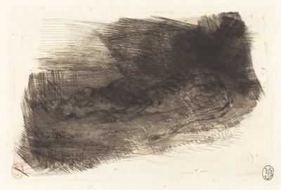 Tigre durmiendo en la entrada de su guarida, c. 1828-1833 de Eugène Delacroix
