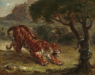 Tigre y serpiente de Eugène Delacroix