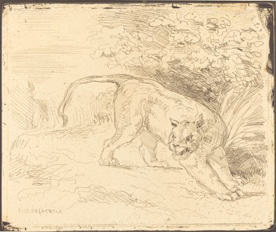 Tigre en Alerta de Eugène Delacroix