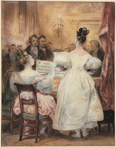 Un Concierto: Laura Devéria Cantando de Eugène François Marie Joseph Devéria