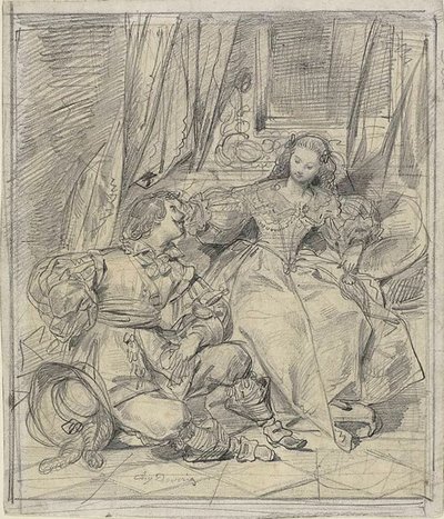 Dama y Caballero de Eugène François Marie Joseph Devéria