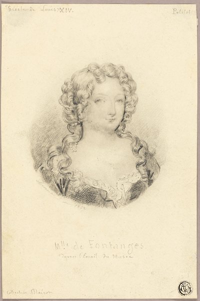 Retrato en Medallón de Mlle de Fontanges de Eugène François Marie Joseph Devéria