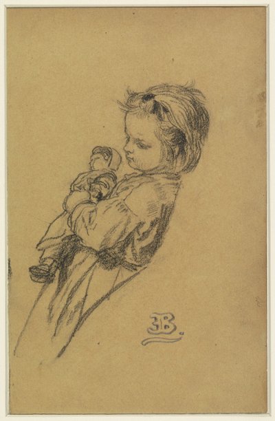Retrato de Stéphania Maria Anna Isabella de Block-Loor, de pie con una muñeca de Eugène François de Block