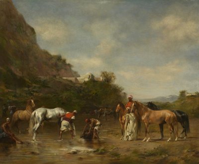 Árabes Abrevando sus Caballos, 1872 de Eugène Fromentin