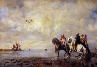 La caza del garza Jinetes árabes cazando garzas de Eugène Fromentin