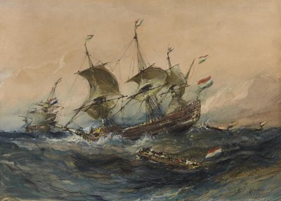 Barcos holandeses en la tormenta de Eugene Isabey