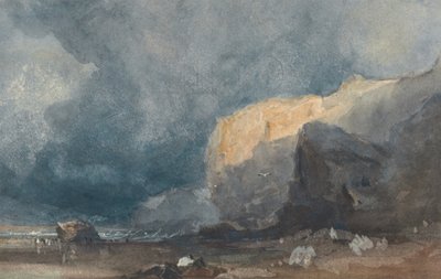 Cerca de Ventnor - Paisaje costero con cielo oscuro de Eugene Isabey