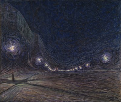 Hornsgatan de noche, 1902 de Eugène Jansson