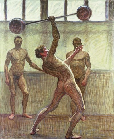 Levantando pesas con un brazo número 2, 1914 de Eugène Jansson