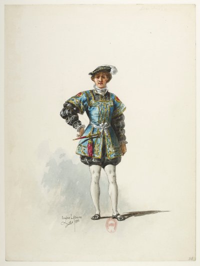 Btv1b84558104 38 - Saint-Saëns - Enrique VIII - Modelos de trajes - Lacoste - 38. Página del Rey de Eugene Lacoste