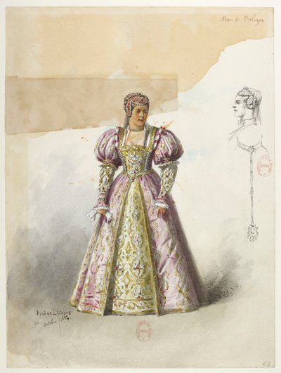 Btv1b84558104 62 - Saint-Saëns - Enrique VIII - Modelos de trajes - Lacoste - 62. Ana de Bolena con collette de Eugene Lacoste