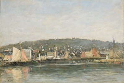 El puerto de Trouville por la mañana de Eugene Louis Boudin
