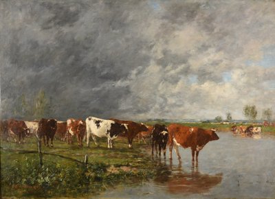 Beber en manada de Eugene Louis Boudin