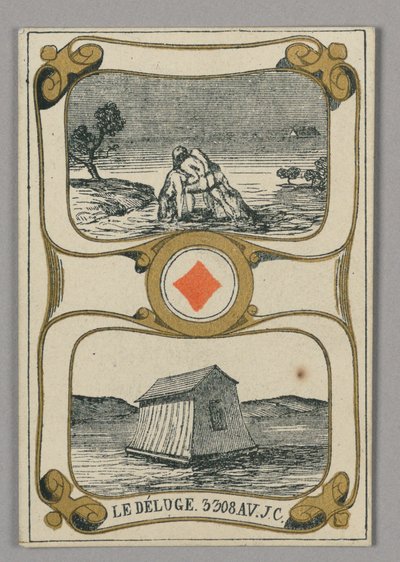 El diluvio, carta de juego del conjunto de "Cartes héroïques" o "Des grands hommes" de Eugène Moreau