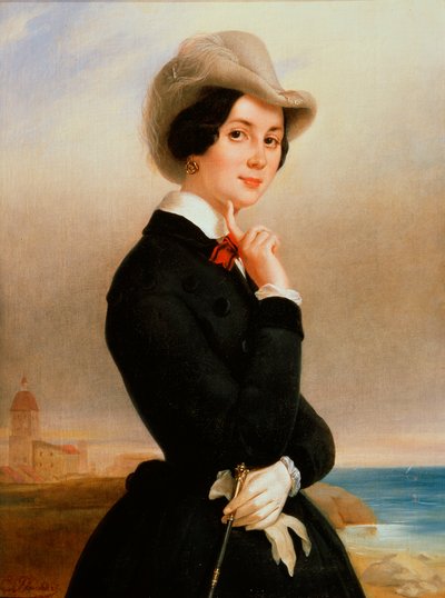Retrato de la actriz del teatro Imperial Vera Samoylova, 1840s de Eugéne Pluchart