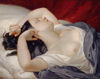 Mujer italiana durmiendo, 1840s de Eugéne Pluchart