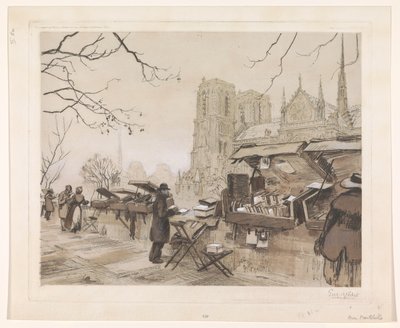 Vista del Quai de Montebello en París de Eugène Véder (signed by artist)