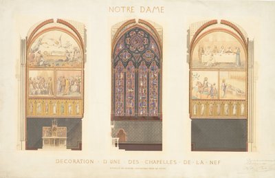Plan para la Renovación de una Capilla en la Nave de la Catedral de Notre Dame, París, 1843 de Eugène Viollet le Duc
