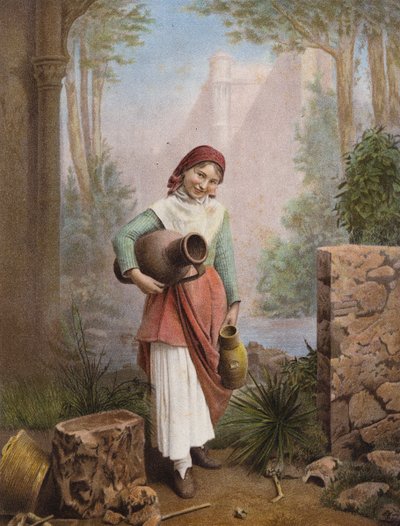 Chica italiana recogiendo agua (foto a color) de European Photographer