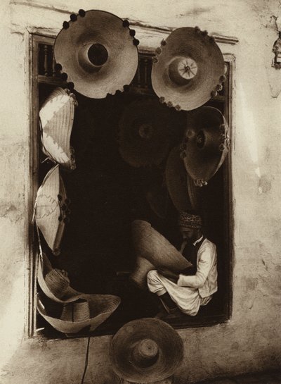 Tejedora de sombreros tunecina (foto b/n) de European Photographer