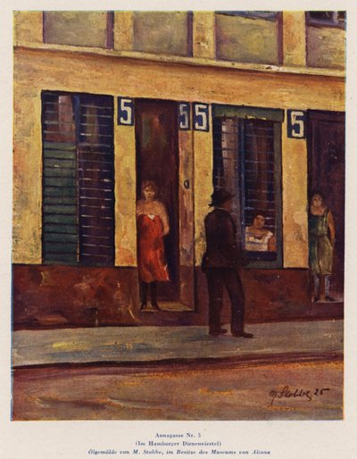 5 Annagasse, en el barrio rojo de Hamburgo (pintura al óleo) de European School