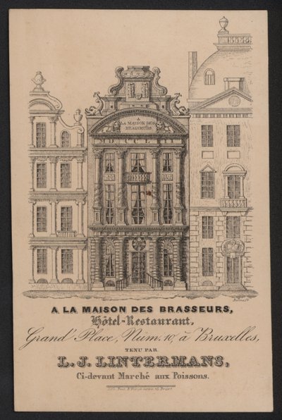 A La Maison Des Brasseurs, Hotel Restaurante, Bruselas, L J Lintermans de European School