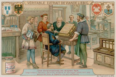 Un Impresor, Encuadernador, Pintor, Orfebre y Relojero Admiran un Libro de Lujo en el que Han Trabajado Juntos de European School