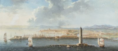 Vista de un puerto desde el mar, probablemente Livorno de European School