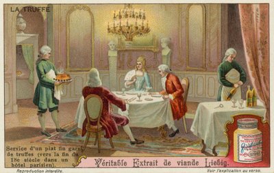 Un plato adornado con trufas servido en el París del siglo XVIII de European School