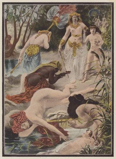 Una escena de la vida de Moisés (litografia en color) de European School