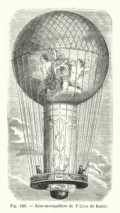 Aero-montgolfière de Pilatre de Rozier (grabado) de European School