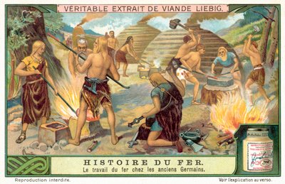 Tribu germánica antigua fabricando armas de hierro de European School