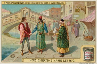 Antonio interviene en nombre de Bassanio con Shylock de European School