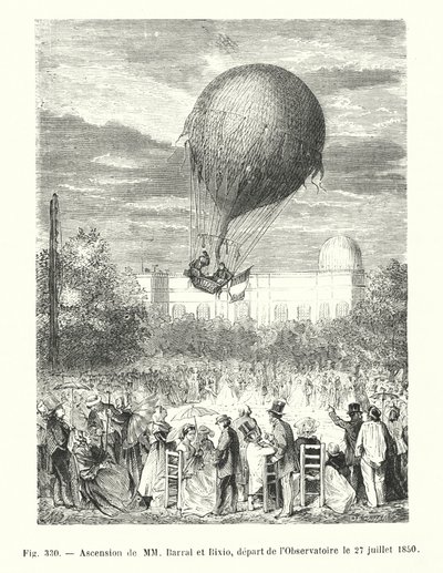 Ascensión de MM Barral y Bixio, salida del Observatorio el 27 de julio de 1850 de European School