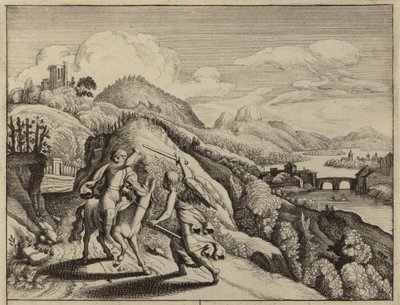 Balaam reprendido por su burro mientras se dirigía a Balac, rey de Moab (grabado) de European School