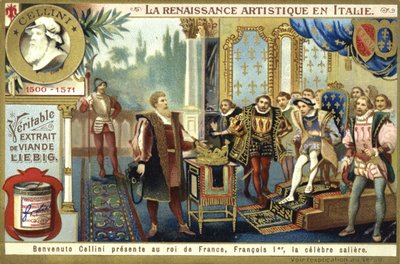 Benvenuto Cellini presentando su salero al Rey Francisco I de Francia de European School