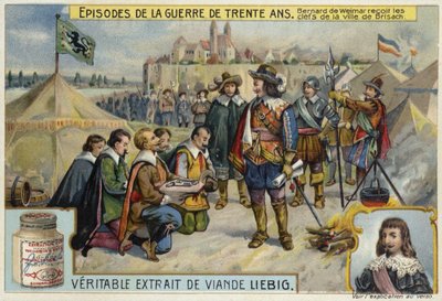 Bernardo de Sajonia-Weimar recibiendo las llaves de la ciudad de Breisach, 1638 de European School