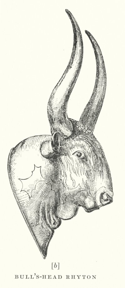 Cabeza de toro Rhyton (litografía) de European School