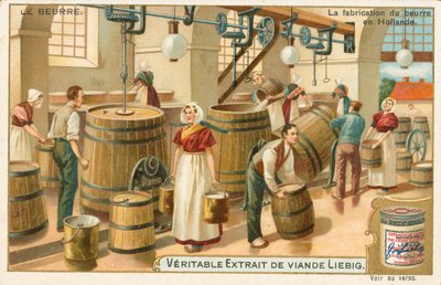 Mantequilla, tarjeta Liebig, principios del siglo XX (cromo) de European School
