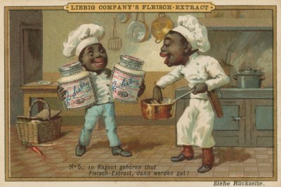 Caricatura africanos cocinan con extracto de carne Leibig de European School