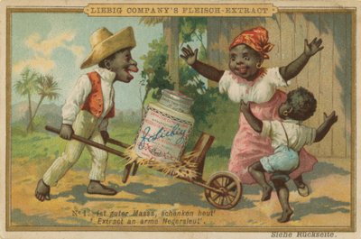 Caricatura africanos dan la bienvenida al extracto de carne Leibig de European School