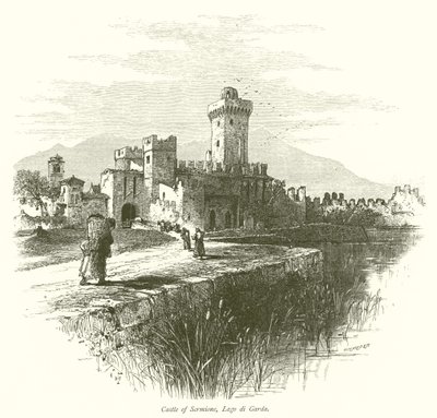 Castillo de Sermione, Lago de Garda (grabado) de European School