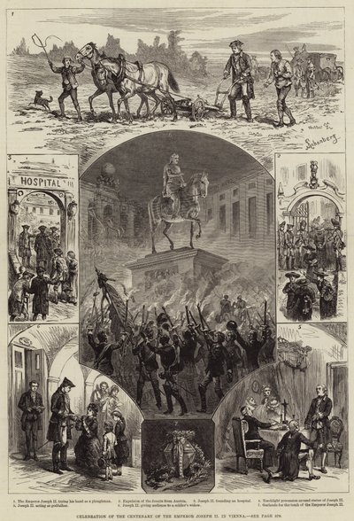 Celebración del centenario del emperador José II en Viena (grabado) de European School
