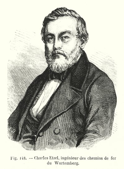 Charles Etzel, ingeniero de ferrocarriles de Wurtemberg (grabado) de European School