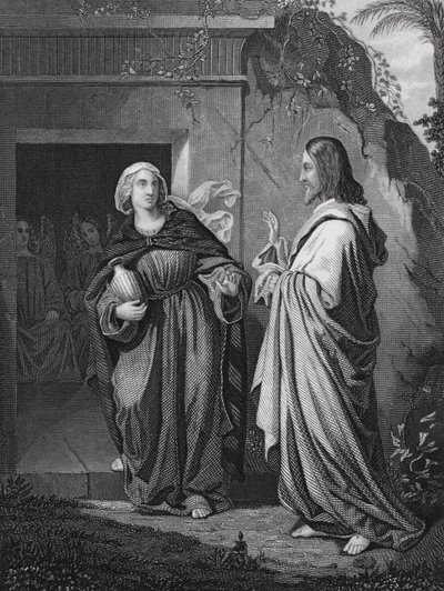 Aparición de Cristo a María, San Juan, cap. 20, v. 14 (grabado) de European School