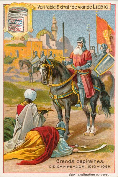 Cid Campeador, tarjeta Liebig, principios del siglo XX (cromo) de European School