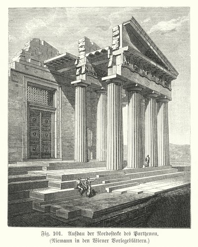 Construcción de la esquina noreste del Partenón, Atenas, Grecia antigua de European School
