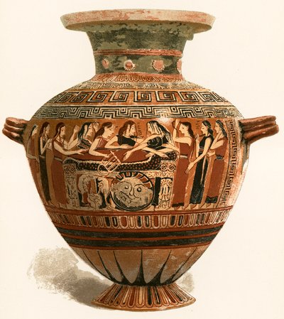 Vaso corintio. Museo del Louvre. Lamentación sobre el muerto Aquiles de European School